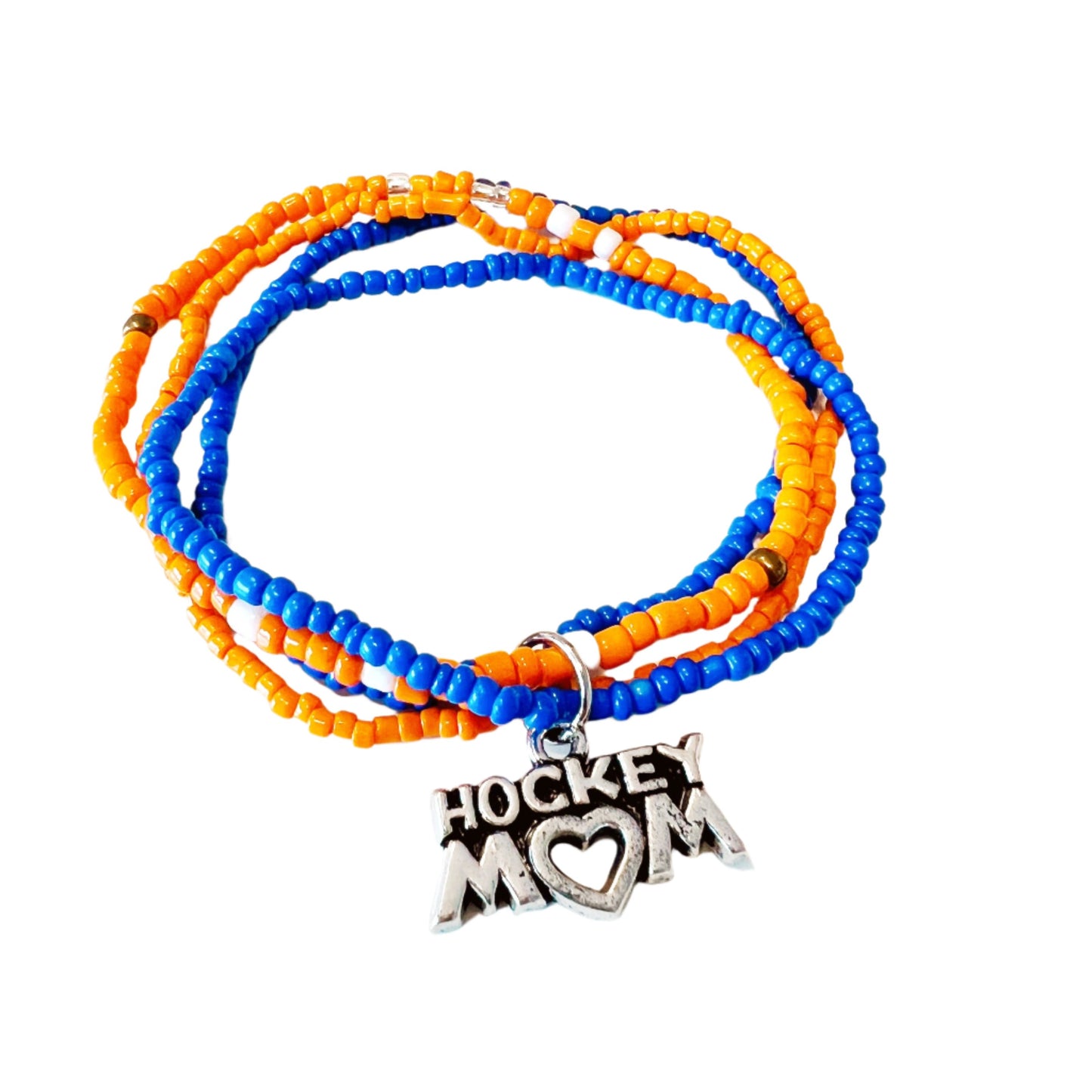 Olentangy Orange High School Ice Hockey Mom Pioneers Beaded Bracelet Stack