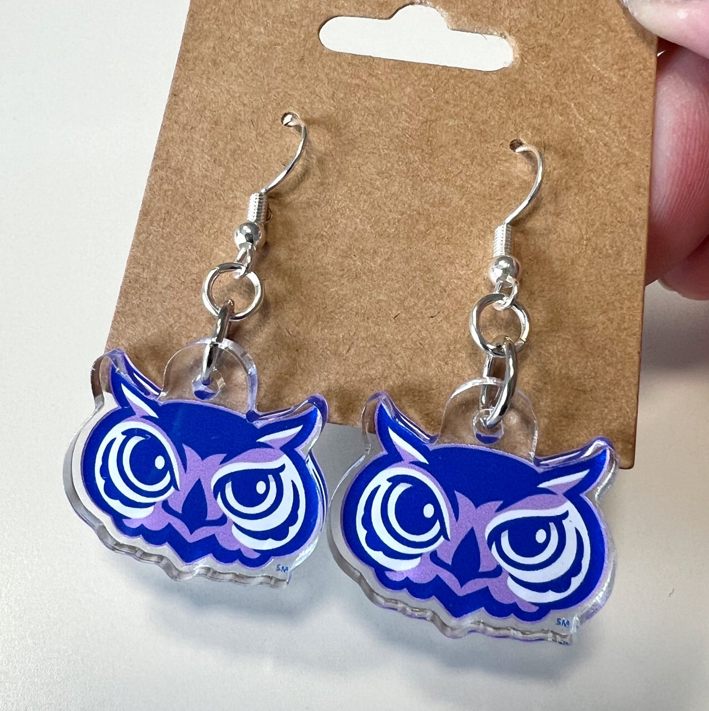 Olentangy Oak Creek Elementary School Owls Mascot Earrings