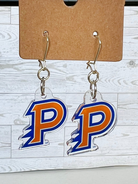 Olentangy Orange High School Pioneers Athletics Logo Spirit Earrings