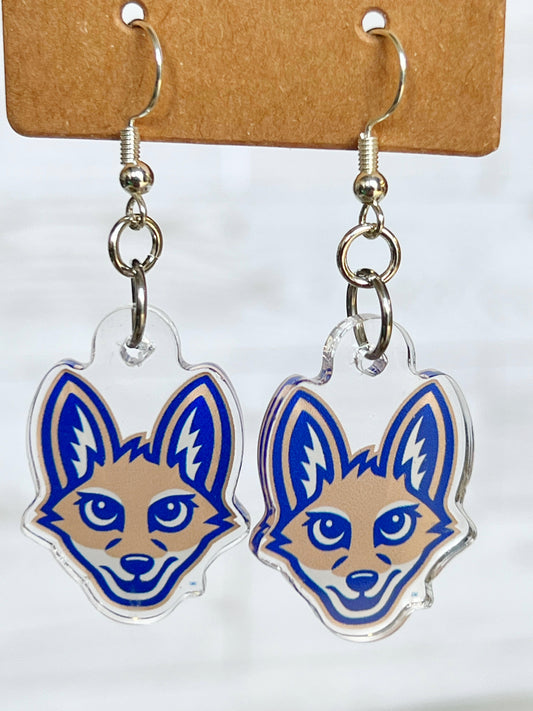 Olentangy Peachblow Crossing Elementary School Coyotes Mascot Earrings