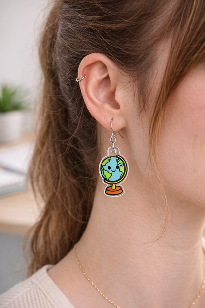 Globe Dangle Earrings | Teacher Earrings | School Spirit Earrings | Back to School Gift