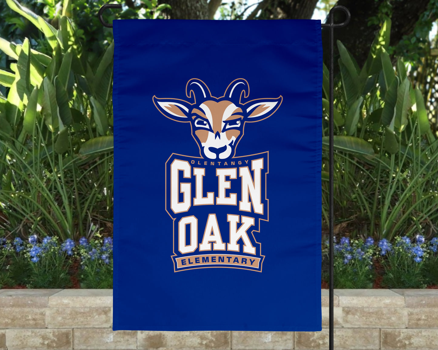 Olentangy Glen Oak Elementary School Goats Logo Garden Flag Yard Flag Outdoor Flag