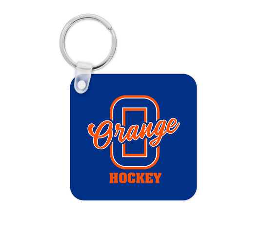 Olentangy Orange High School Hockey Vegan Leather Keychain