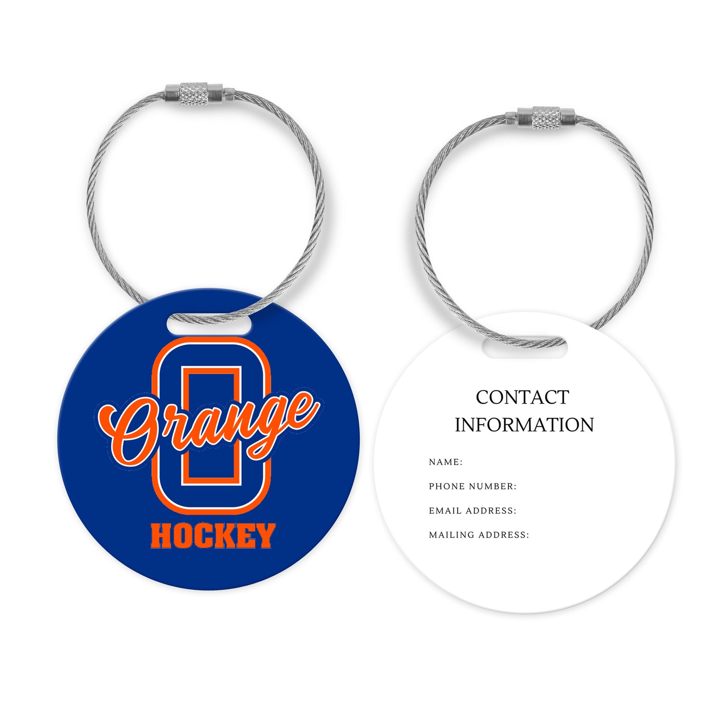 Olentangy Orange High School Hockey Bag Tag Luggage Tag Athletic Bag Tag