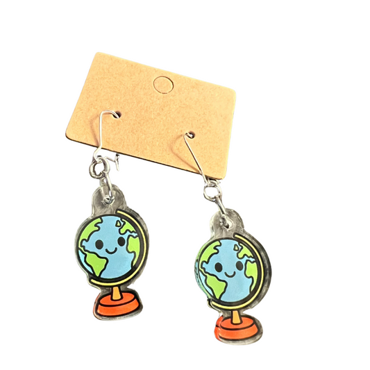 Smiley Globe Earrings – Fun Teacher Earrings for Classroom & Gifts