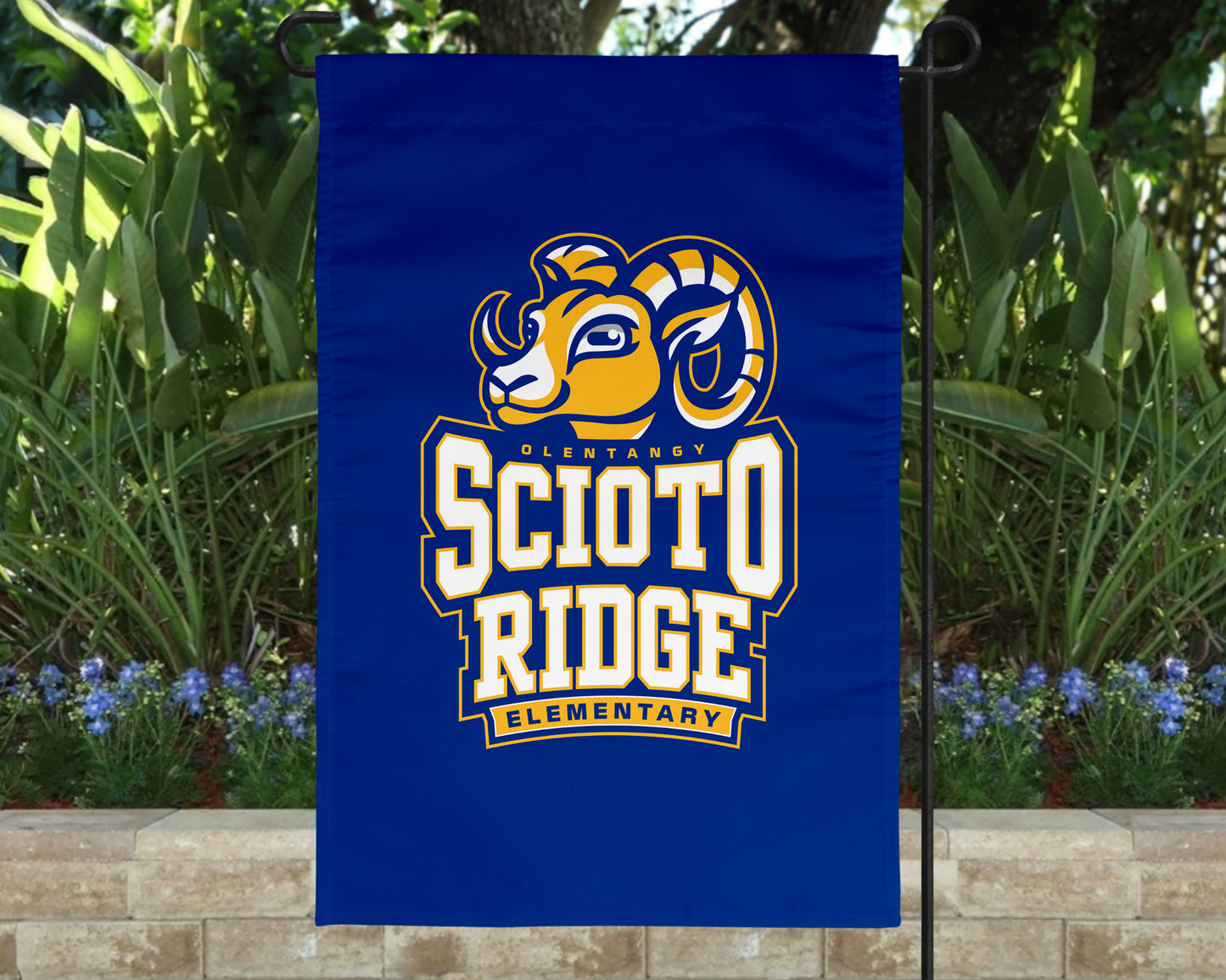 Olentangy Scioto Ridge Elementary School Rams Logo Garden Flag Yard Flag Outdoor Flag